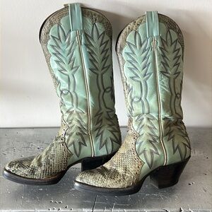 Rare Vintage Cowboy Boots Snakeskin Turquoise